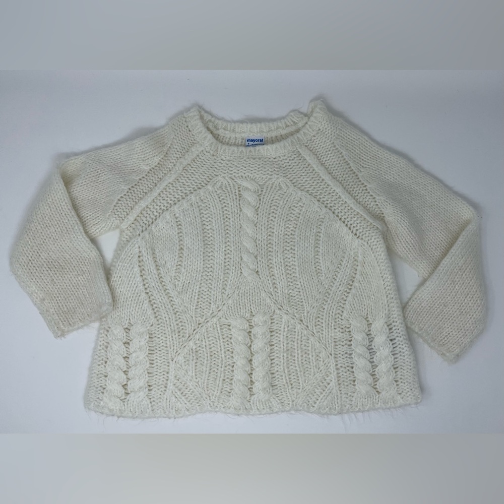 MAYORAL: Cream, Cable Knit Sweater, Size 4